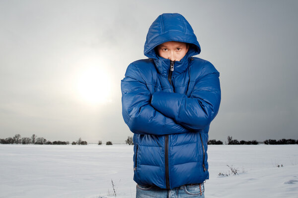 Asian Man in Down Padded Coat