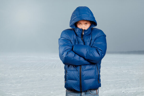 Asian Man in Down Padded Coat