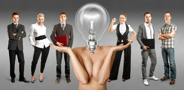 Business Team With Lamp Head — Stock Photo, Image