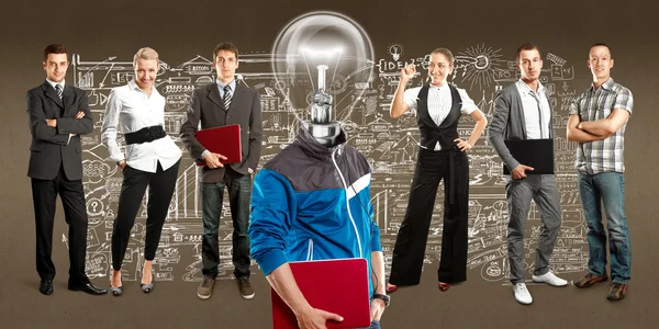 Business Team With Lamp Head — Stock Photo, Image