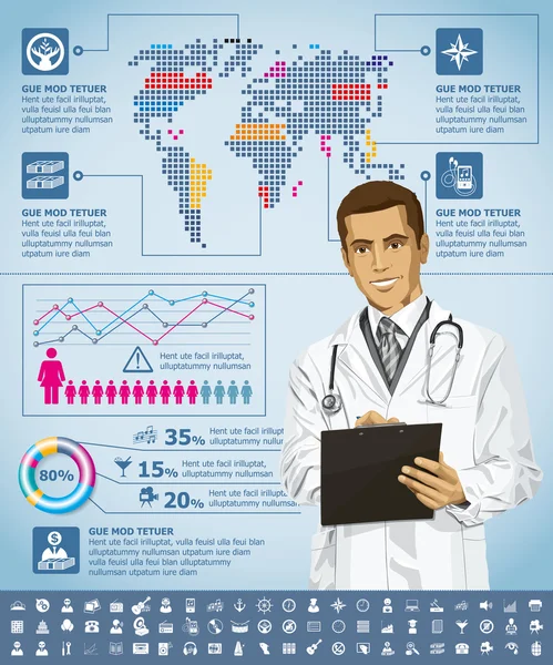 Infographics With Earth Map — Stock Vector