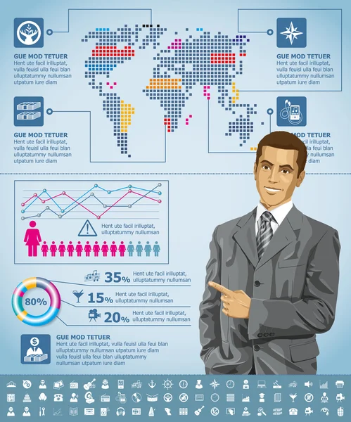 Infográficos com mapa da Terra —  Vetores de Stock