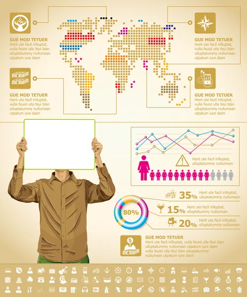 Infográficos com mapa da Terra —  Vetores de Stock