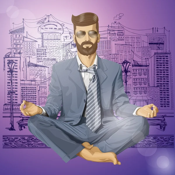 Hipster uomo d'affari meditando — Foto Stock