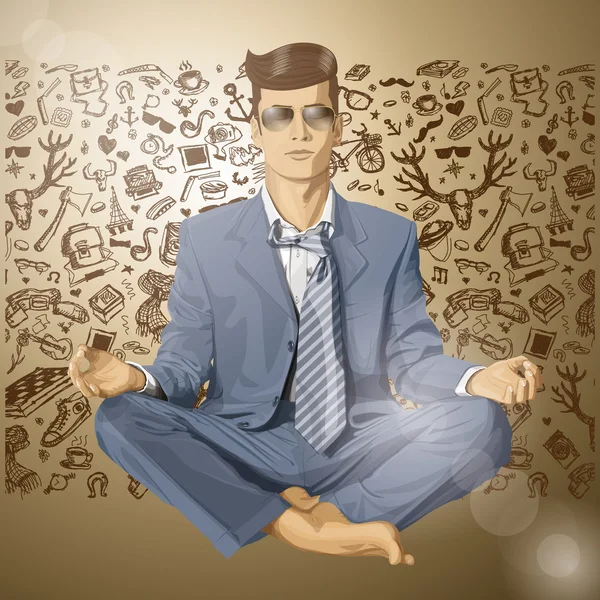 Hombre de negocios meditando — Archivo Imágenes Vectoriales