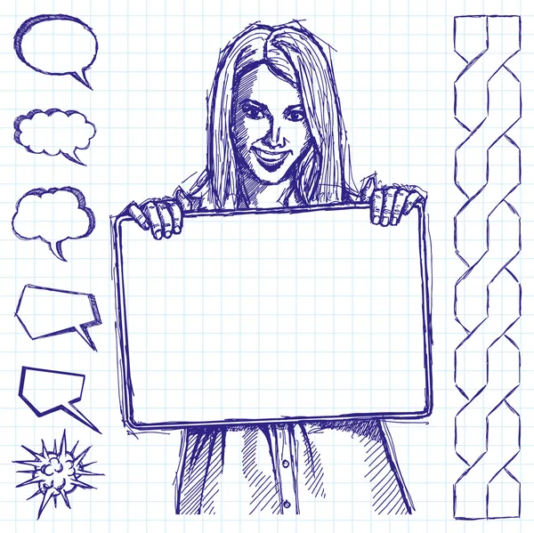 Croquis femme d'affaires heureuse — Image vectorielle