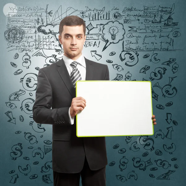 Business Man with Empty Write Board — Stock Photo, Image