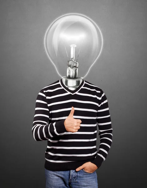 Lamp Head Man In Striped Pullover — Stock Photo, Image