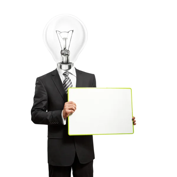 Lamp hoofd met lege schrijven bestuur — Stockfoto