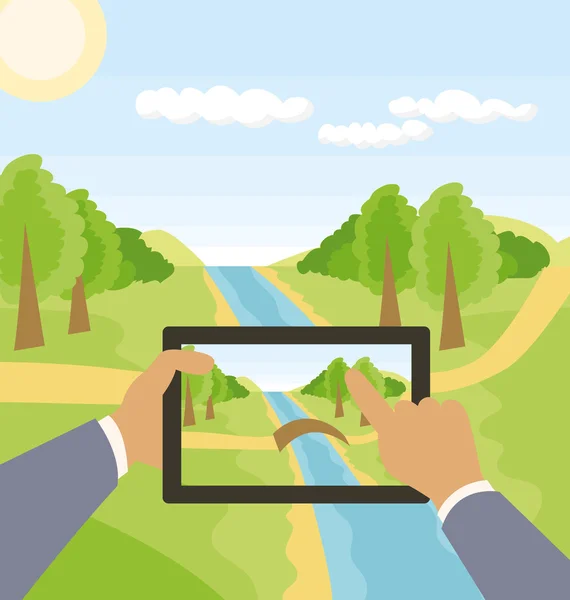 Vector buitenshuis cartoon landschap — Stockvector