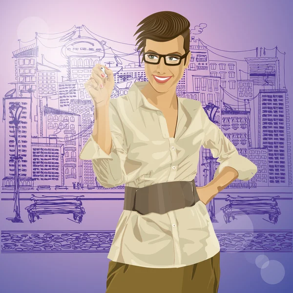 Hipster Businesswoman — Stock Vector