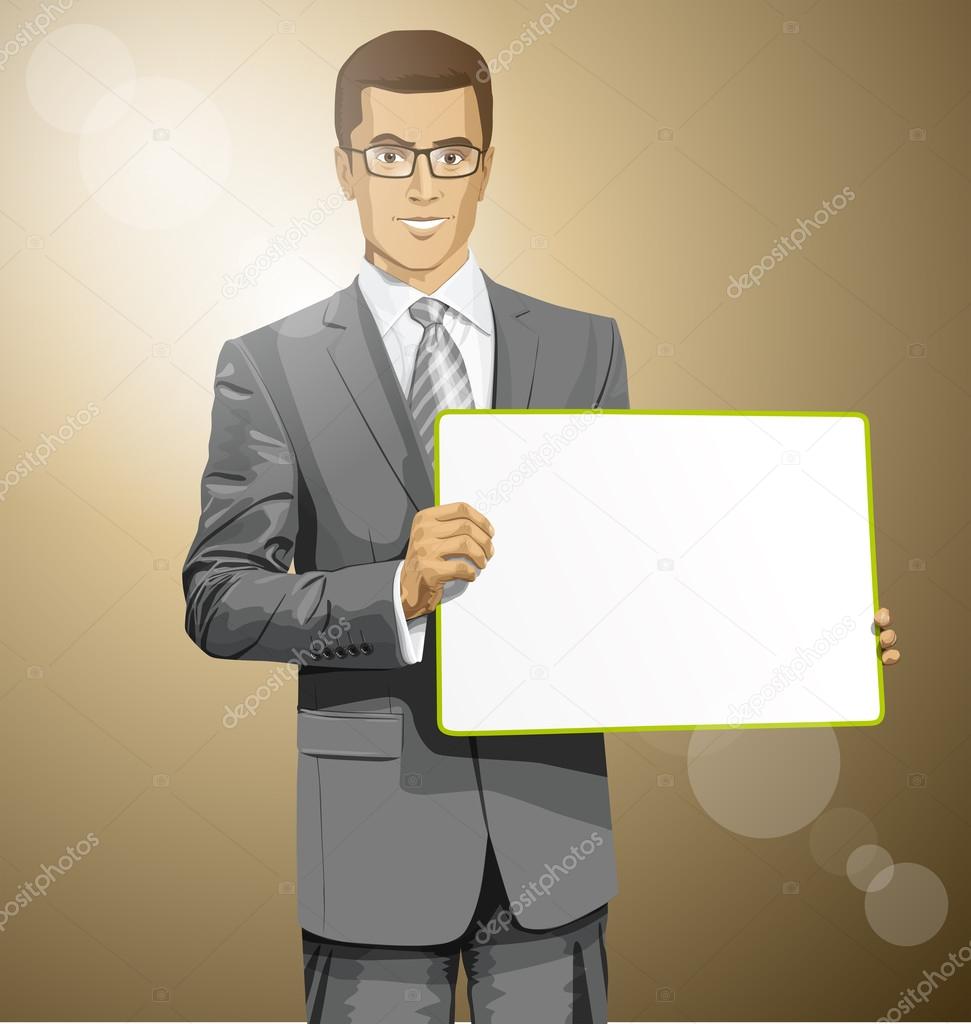 Business Man with White Board