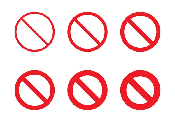 Sin conjunto de signos, iconos de prohibición, plantilla con símbolo de parada — Vector de stock