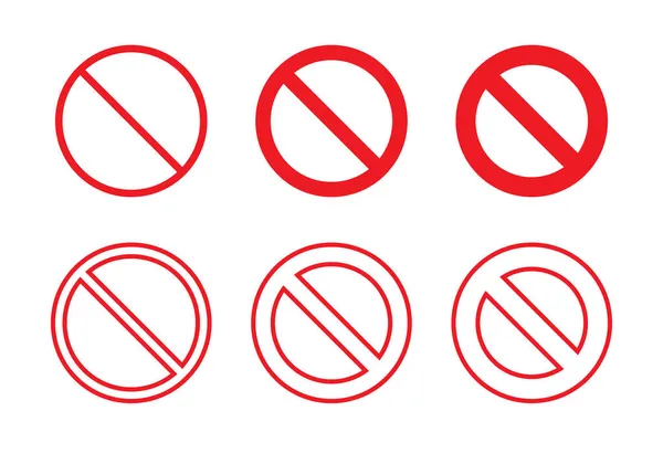 Nenhum conjunto de sinais, ícones de proibição, modelo com símbolo de parada Vetores De Stock Royalty-Free