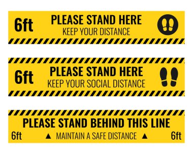 Mesafe işareti önleyici tedbirler alın, 2 metre mesafeyi koruyun, koronavirüs salgını önlemi