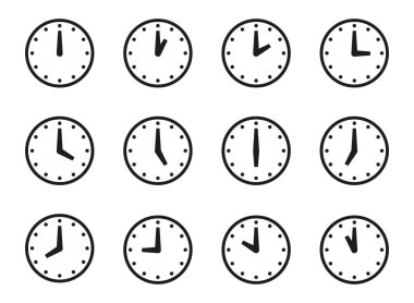 Her saat için saat simgeleri, zaman işaretleri