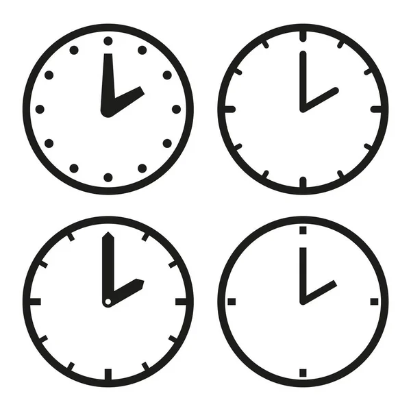 Reloj icono plano conjunto, signo de vector de tiempo — Vector de stock