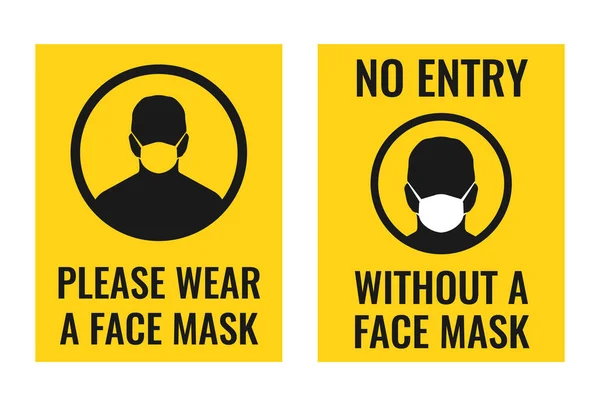 Kein Eintrag ohne Gesichtsmaske, bitte Mundschutz tragen — Stockvektor