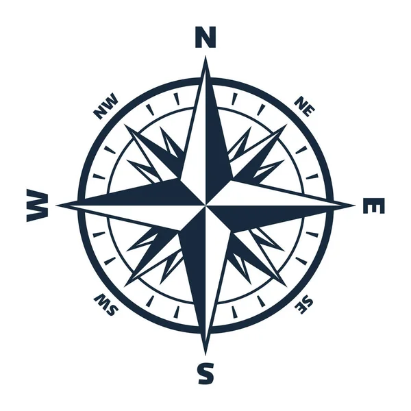 Brújula con conjunto de iconos de rosa de viento, ilustración de navegación Vector De Stock