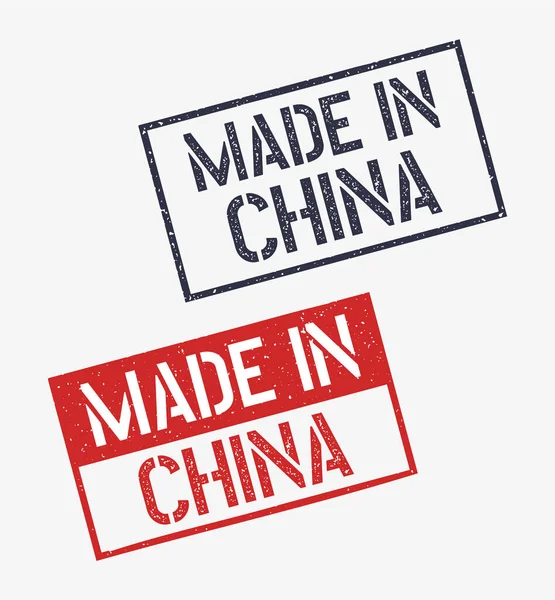 Made in China set di icone timbro di gomma, etichetta del prodotto cinese — Vettoriale Stock