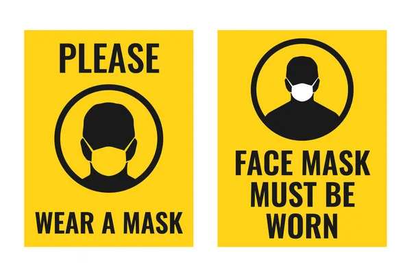 Gesichtsmaske erforderlich, keine Maske kein Eintrittsschild — Stockvektor
