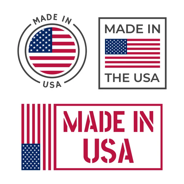 Made in usa icon set, amerikanische Produktetiketten — Stockvektor