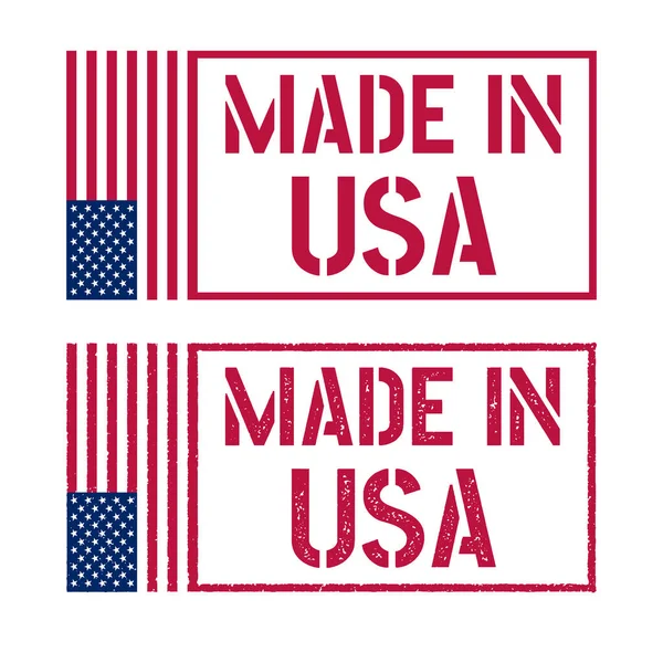 Feito no conjunto de selos dos EUA, emblema do produto americano —  Vetores de Stock