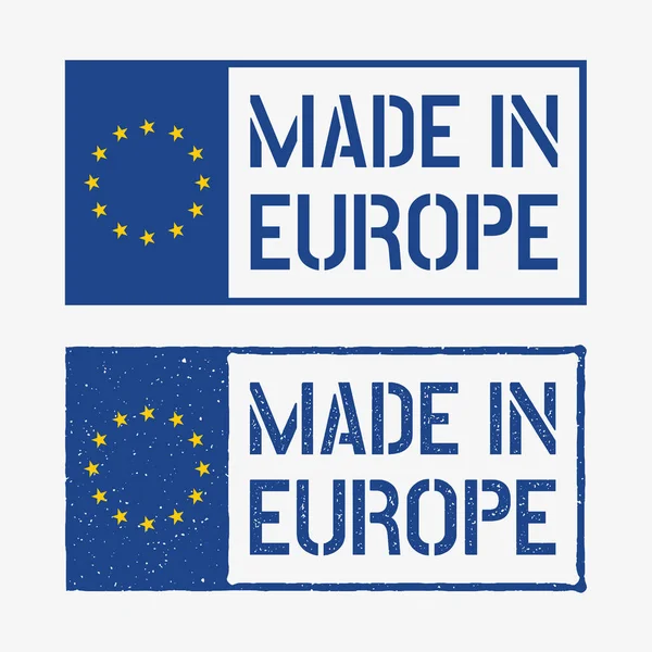 Ensemble de timbres made in Europe, emblème du produit de l'Union européenne — Image vectorielle