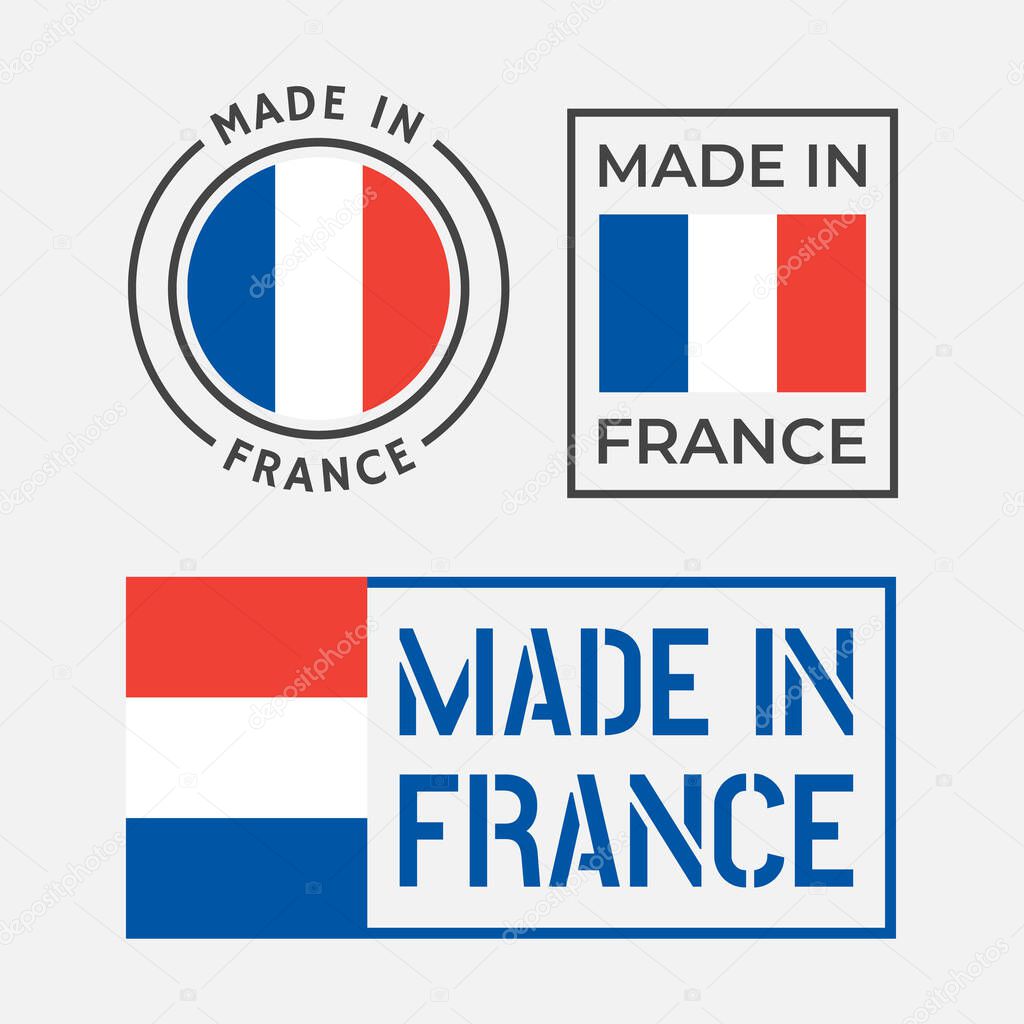 Made in France icon set, French product labels