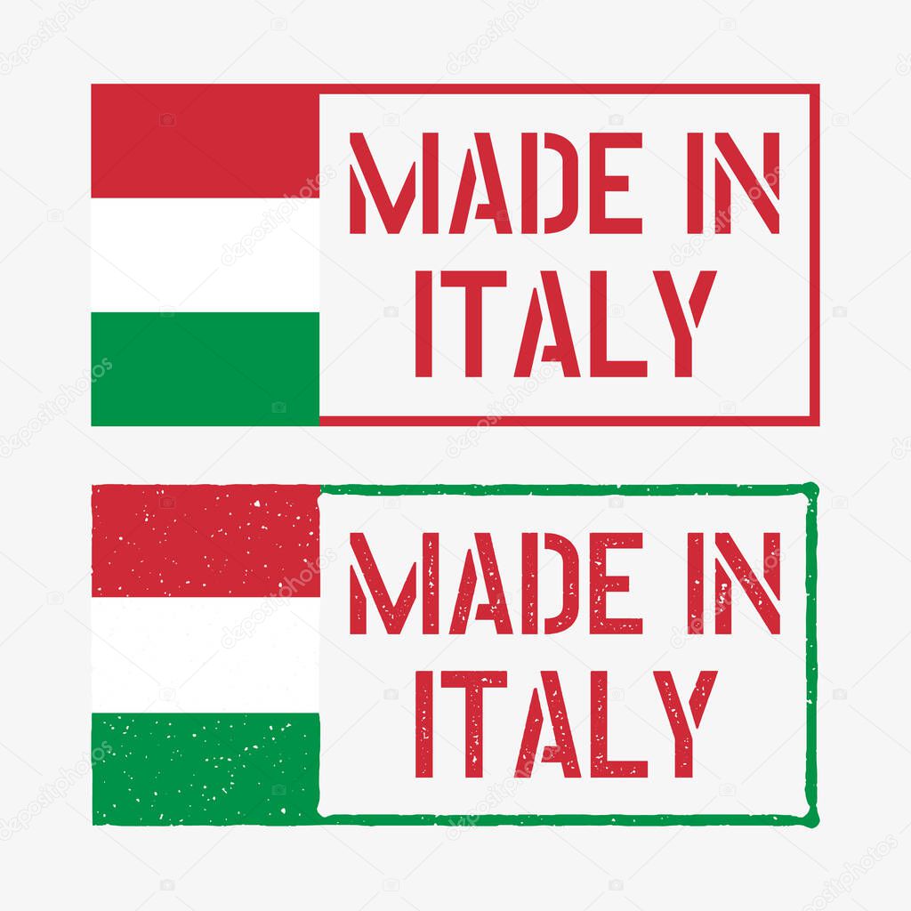 made in Italy stamp set, Italian product emblem