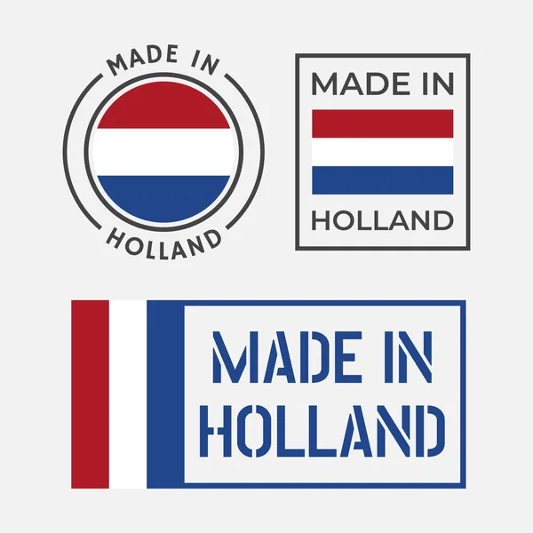 Made in Holland icon set, Etiquetas de productos holandesas Ilustraciones De Stock Sin Royalties Gratis