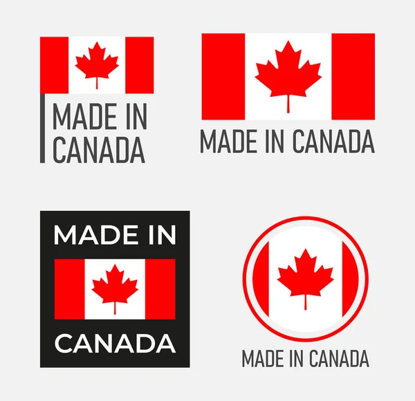 Gemaakt in Canada etiketten, Canadese product emblemen set — Stockvector