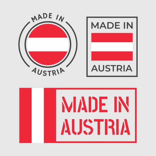 Made in Austria icon set, product labels of Republic of Austria — Stock Vector