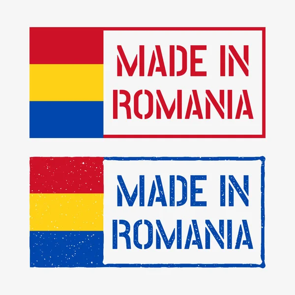 Fabriqué en Roumanie ensemble de timbres, emblème du produit de Roumanie — Image vectorielle