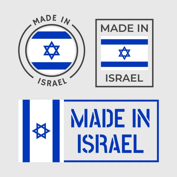 Изготовлен в Израиле иконка набор, изготовленный в Государстве Израиль этикетки продукции — стоковый вектор