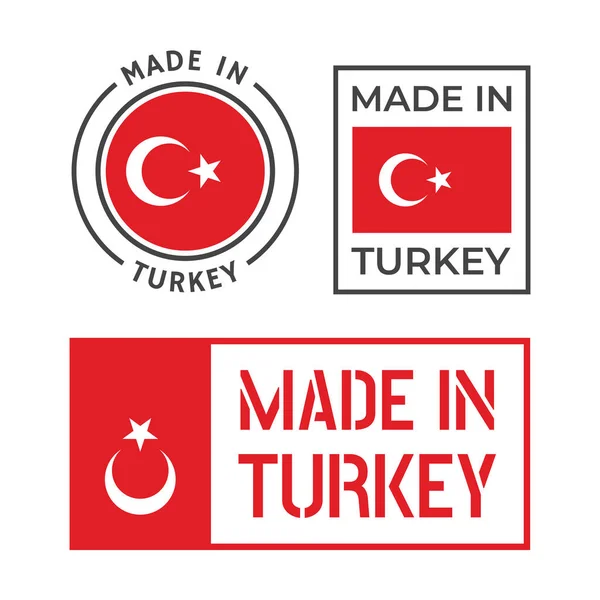 Made in Turkey ensemble d'icônes, étiquettes de produits de la République de Turquie — Image vectorielle