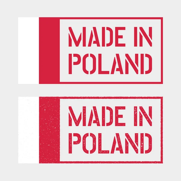 Set de timbres fabriqué en Pologne, étiquettes de produits fabriqués en Pologne — Image vectorielle