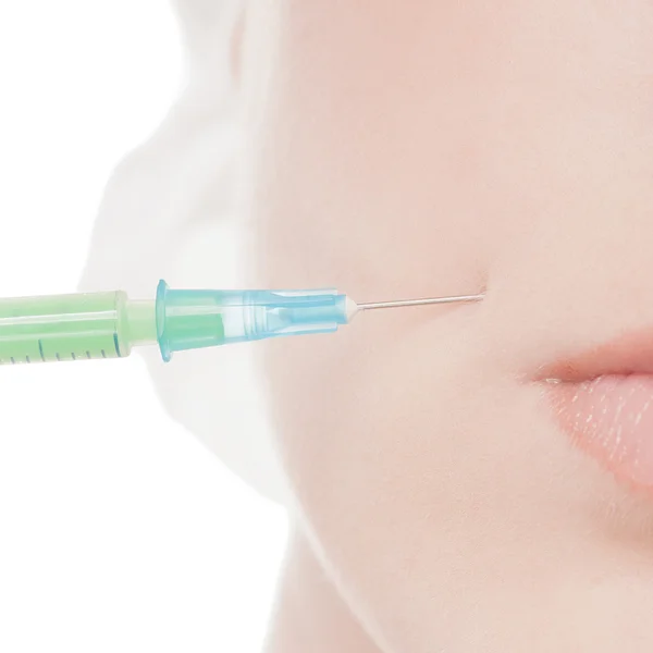 Cosmetic botox injection in face — Stock Photo, Image