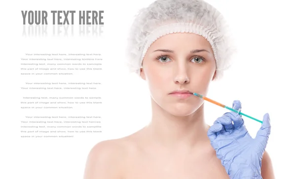 Injection cosmétique de botox dans le visage — Photo