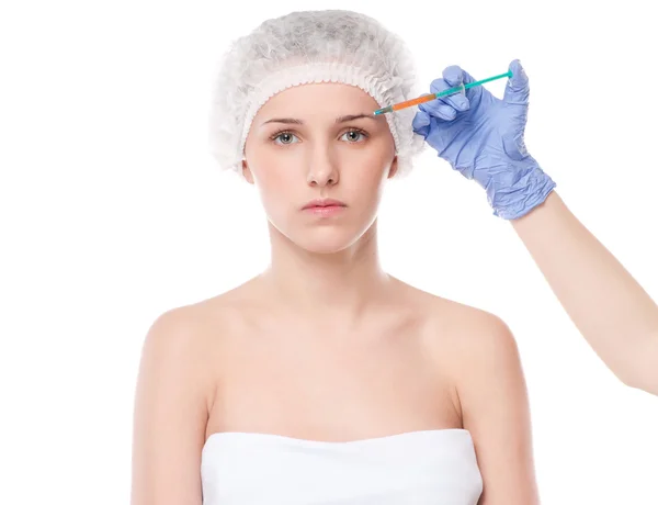 Cosmetic botox injection in face — Stock Photo, Image