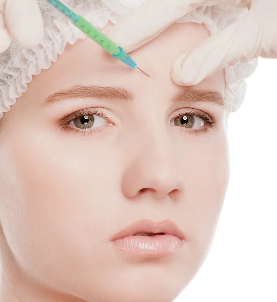 Injection cosmétique de botox dans le visage — Photo