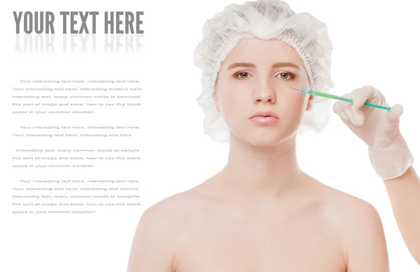 Injection cosmétique de botox dans le visage — Photo