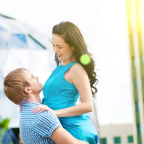 Young couple playing around in the nature — Stock Photo, Image