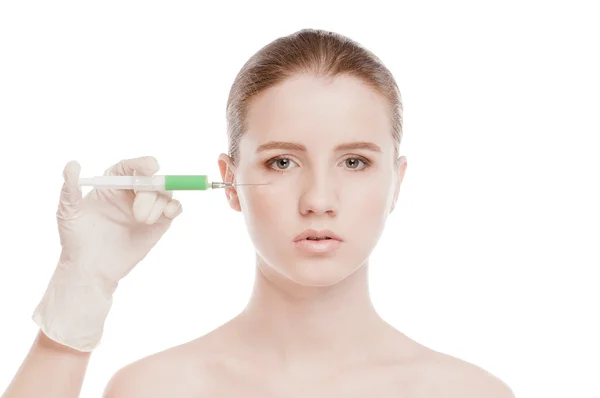 Cosmetic botox injection in face — Stock Photo, Image