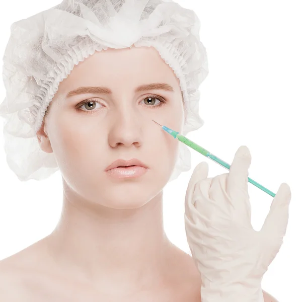 Injection cosmétique de botox dans le visage — Photo