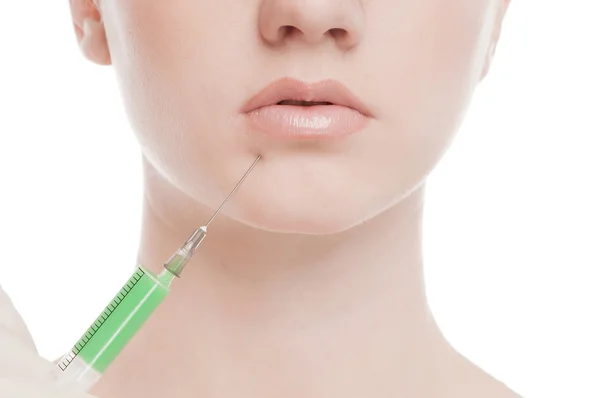 Injection cosmétique de botox dans le visage — Photo