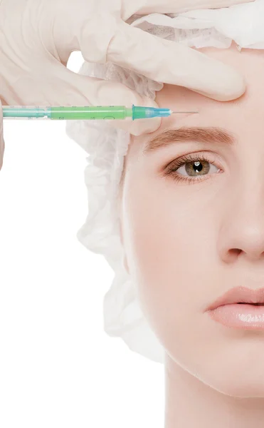 Injeção cosmética de botox no rosto — Fotografia de Stock