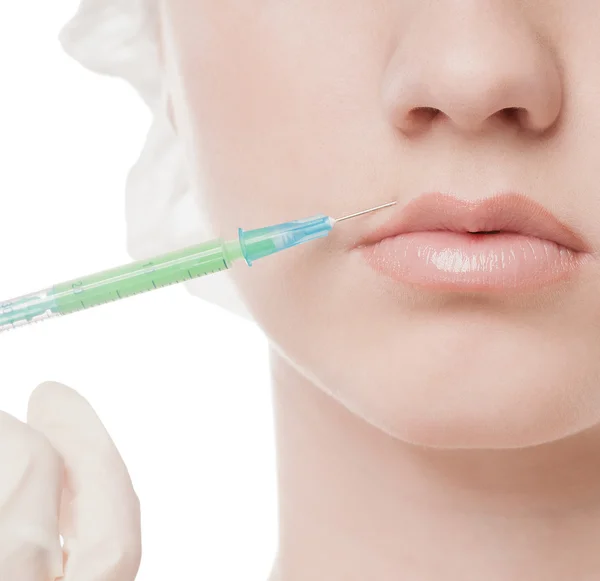 Injection cosmétique de botox dans le visage — Photo