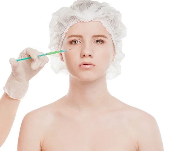 Injection cosmétique de botox dans le visage — Photo