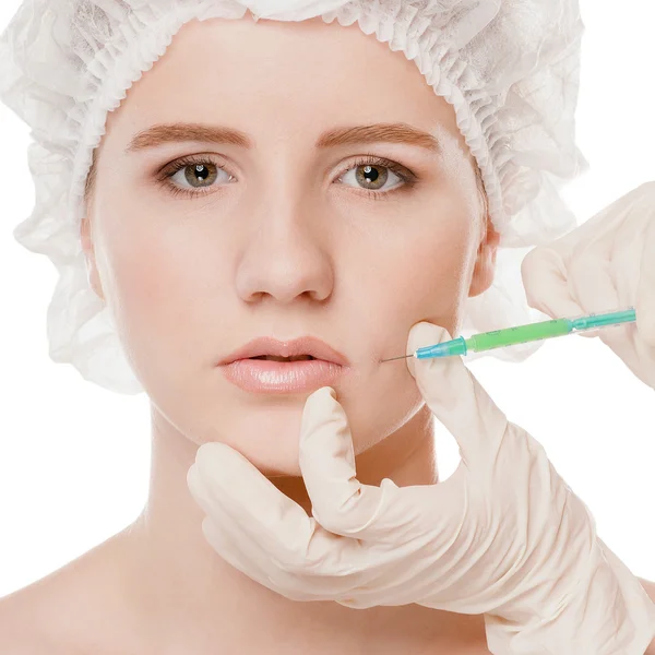 Kosmetická botox injekce do obličeje — Stock fotografie